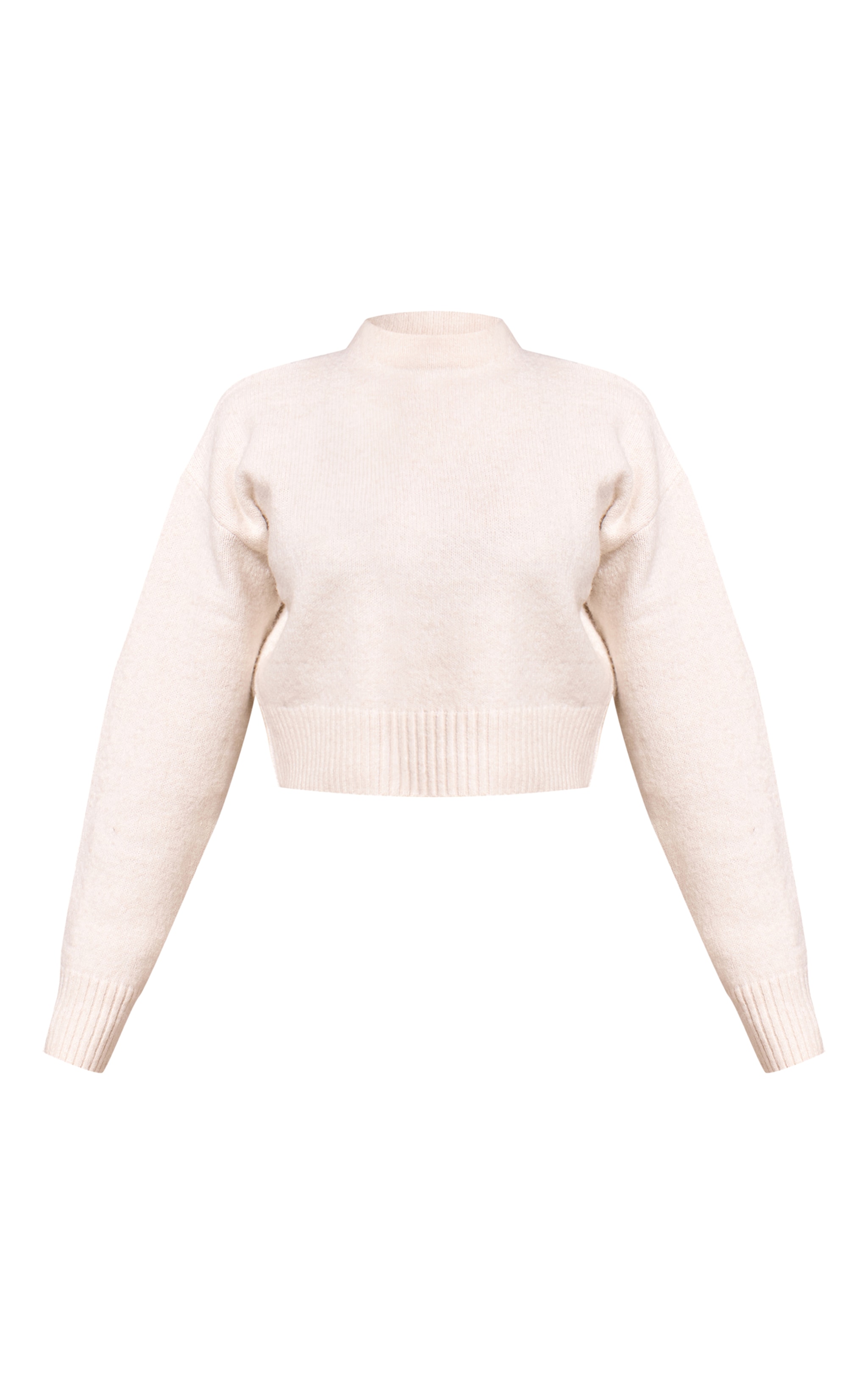 Petite Cream Knit High Neck Crop Sweater image 5