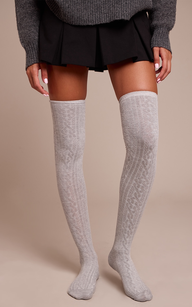 Chaussettes hautes en mesh gris clair image 1