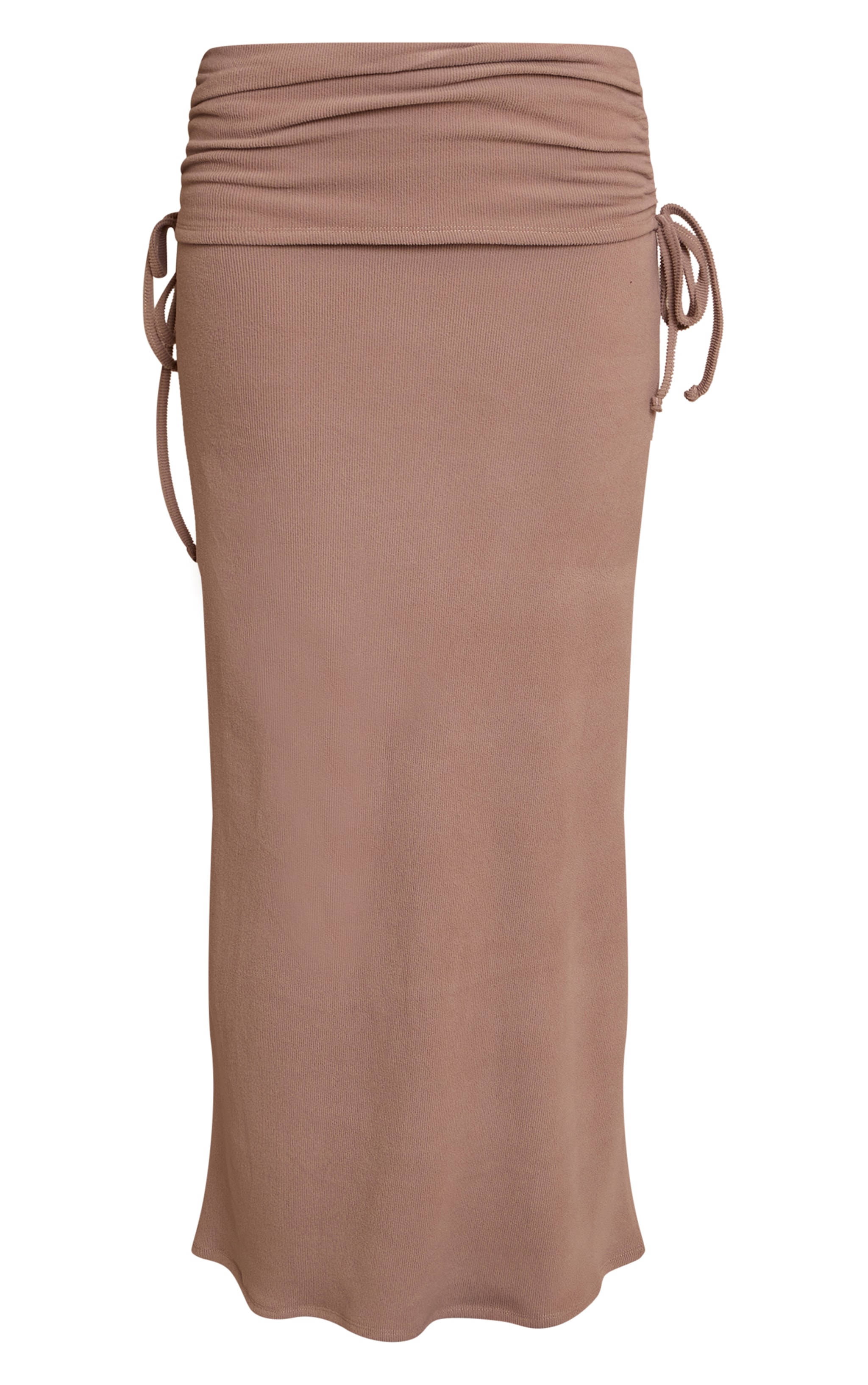 Sand Brushed Rib Ruched Detail Maxi Skirt image 5