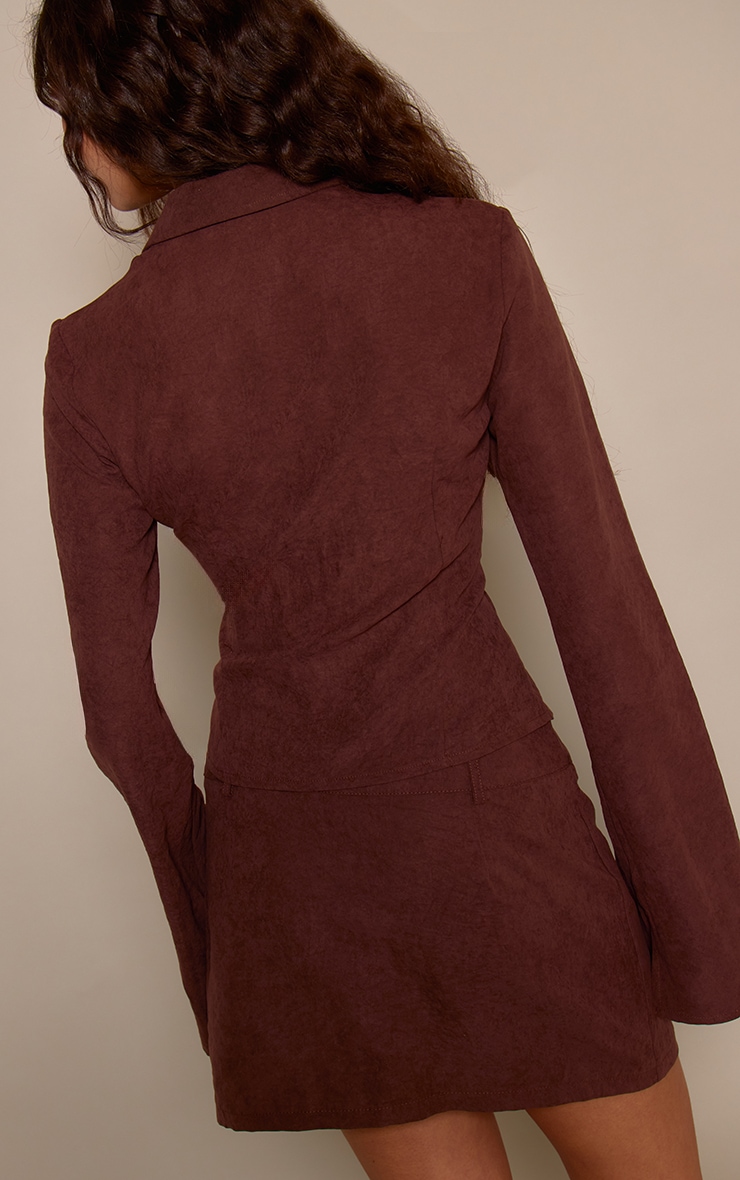 Brown Peach Skin Fitted Mini Skirt image 3