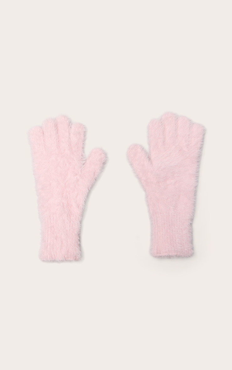 Baby Pink Eyelash Knit Gloves image 2