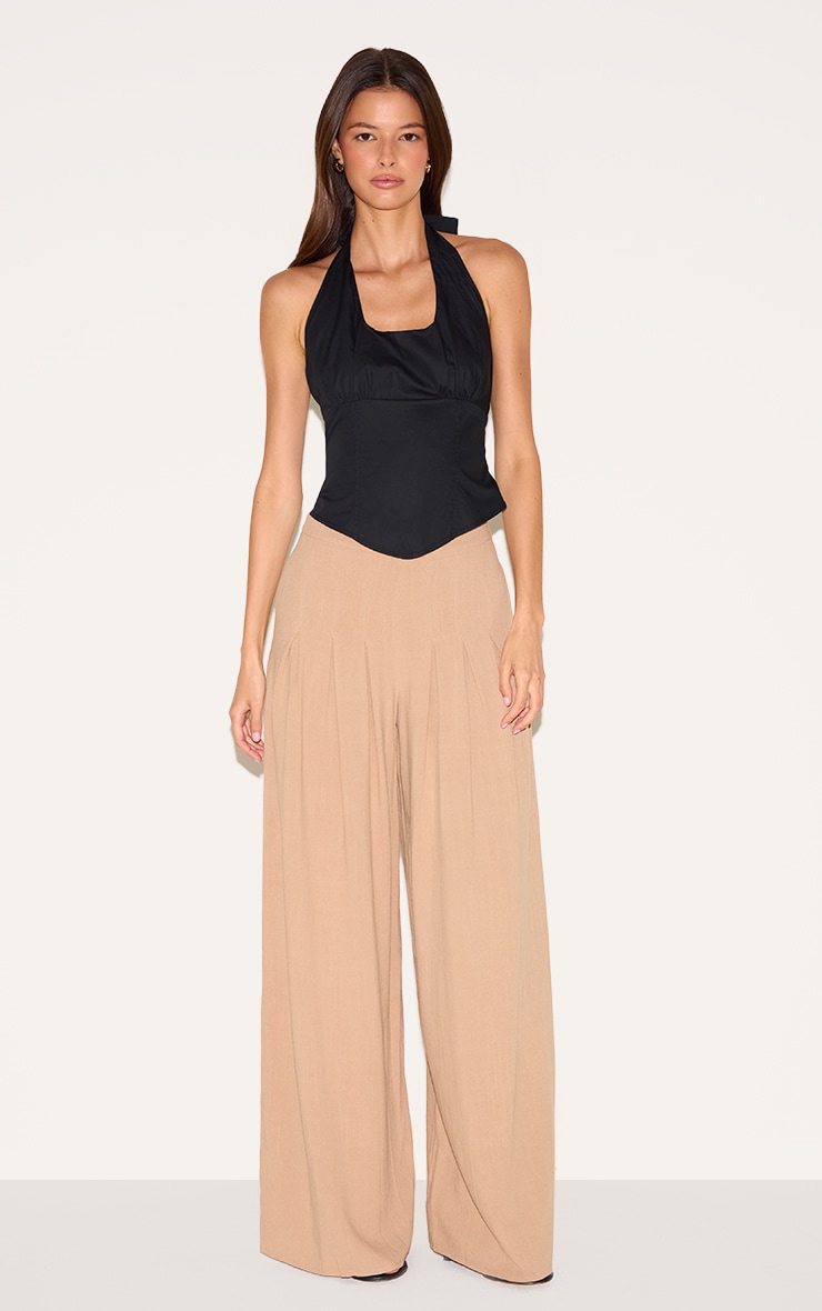 Black Halterneck Dip Hem Top image 3