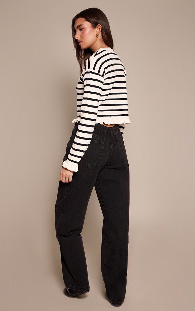 Washed Black Dipped Back Style Boyfriend Jeans image 3