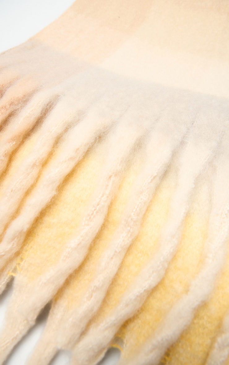 Mustard Plaid Tassel Detail Blanket Scarf image 3