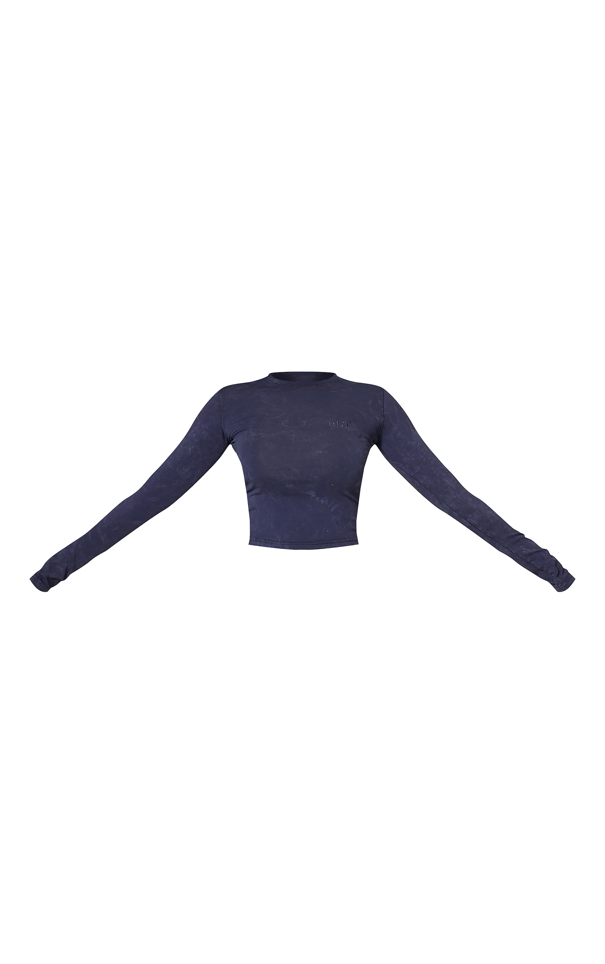 T-shirt ajusté bleu marine délavé à manches longues image 5