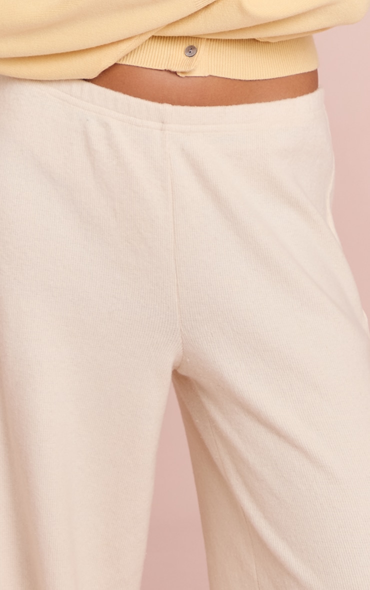 Pantalon épais ample brossé côtelé crème image 4