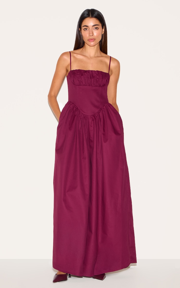 Combinaison large deluxe prune à détail corset et fronces image 1