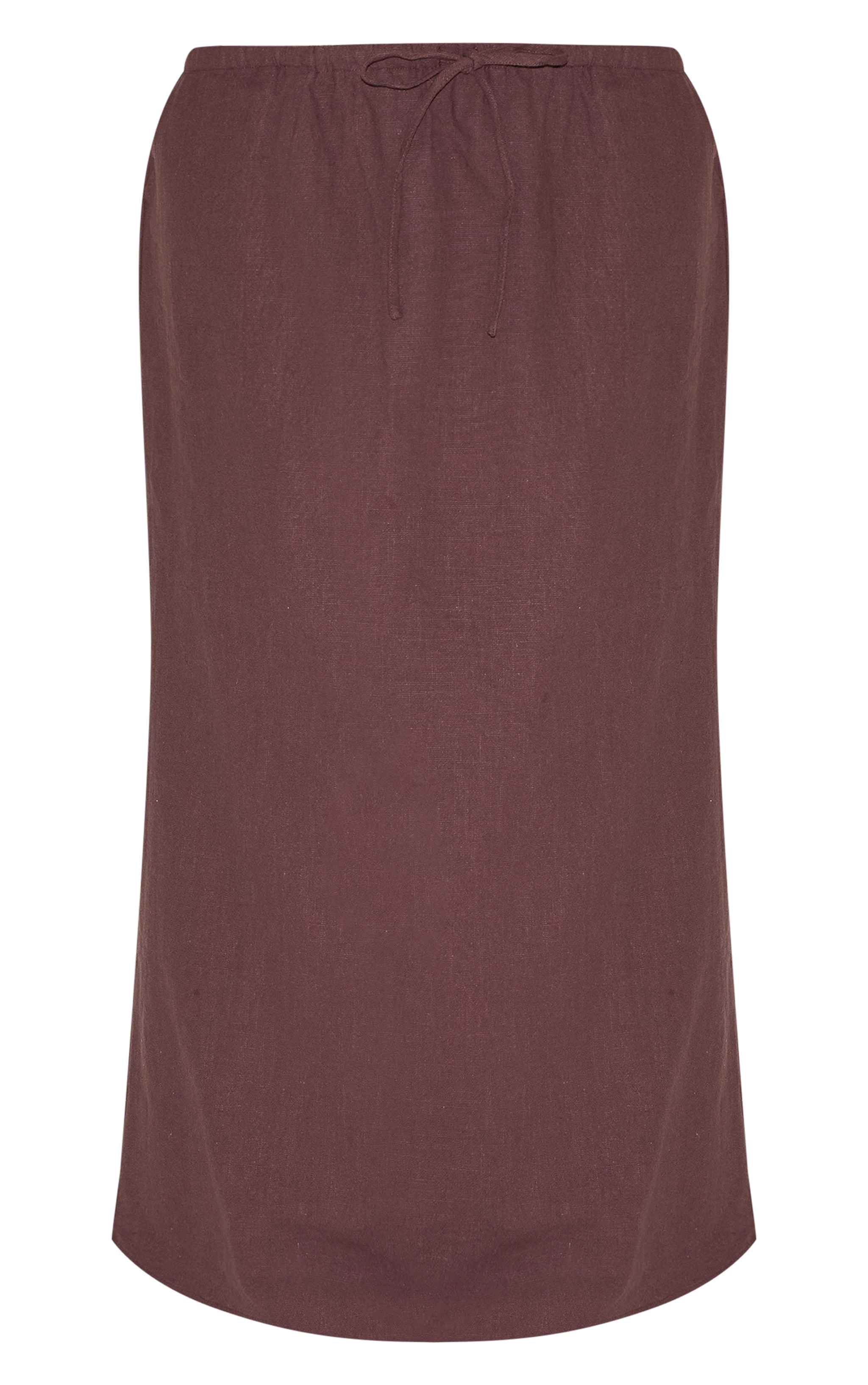 Plus Chocolate Premium Linen Drawstring Maxi Skirt image 5