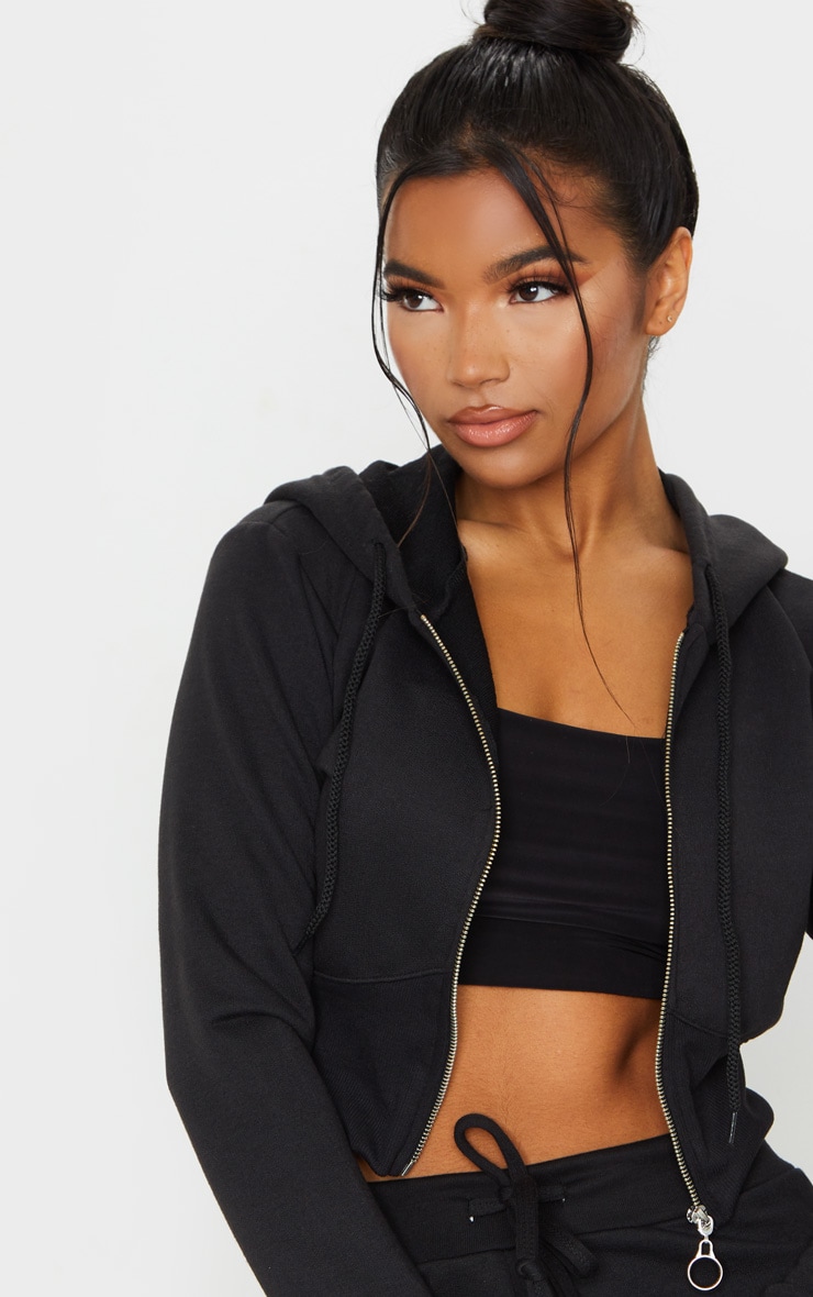 Black Zip Up Bustier Hoodie image 4