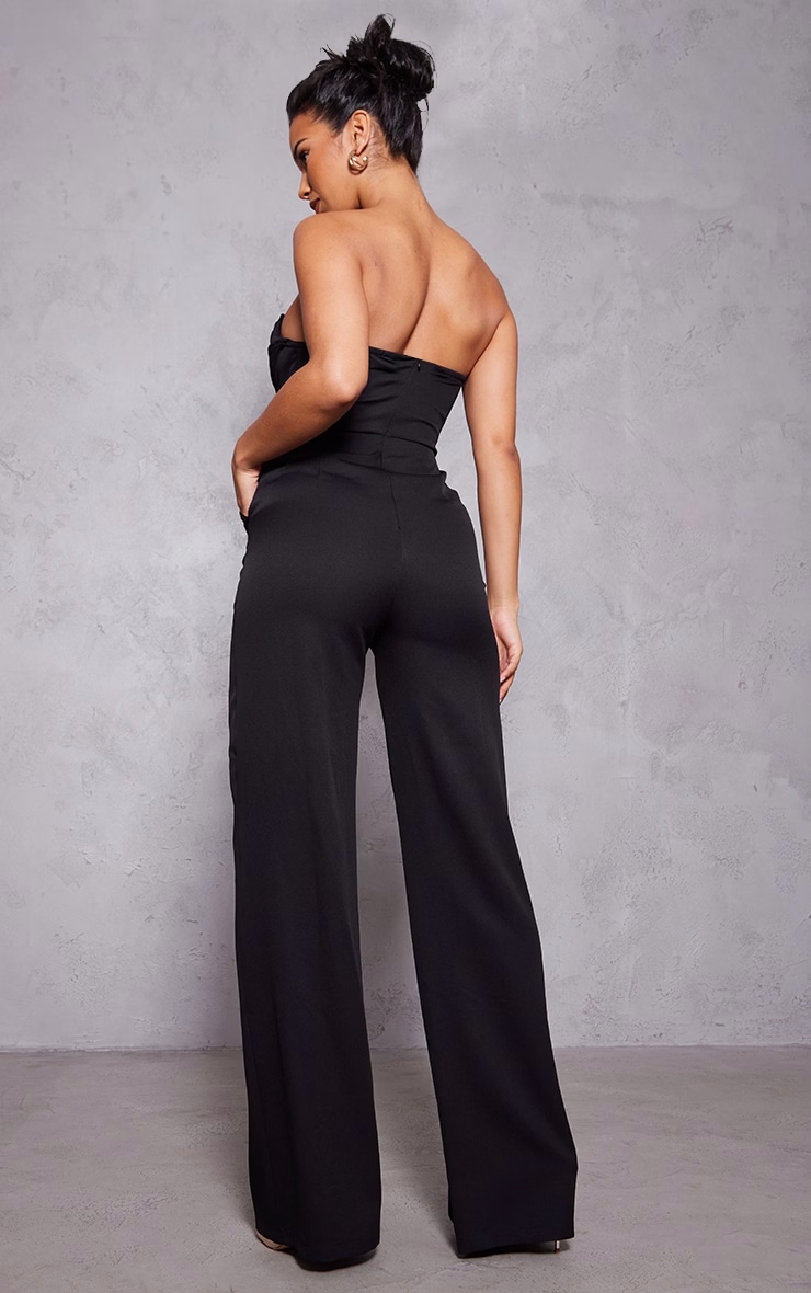 Black Bandeau Cowl Neck Pocket Detailed Jumpsuit image 2