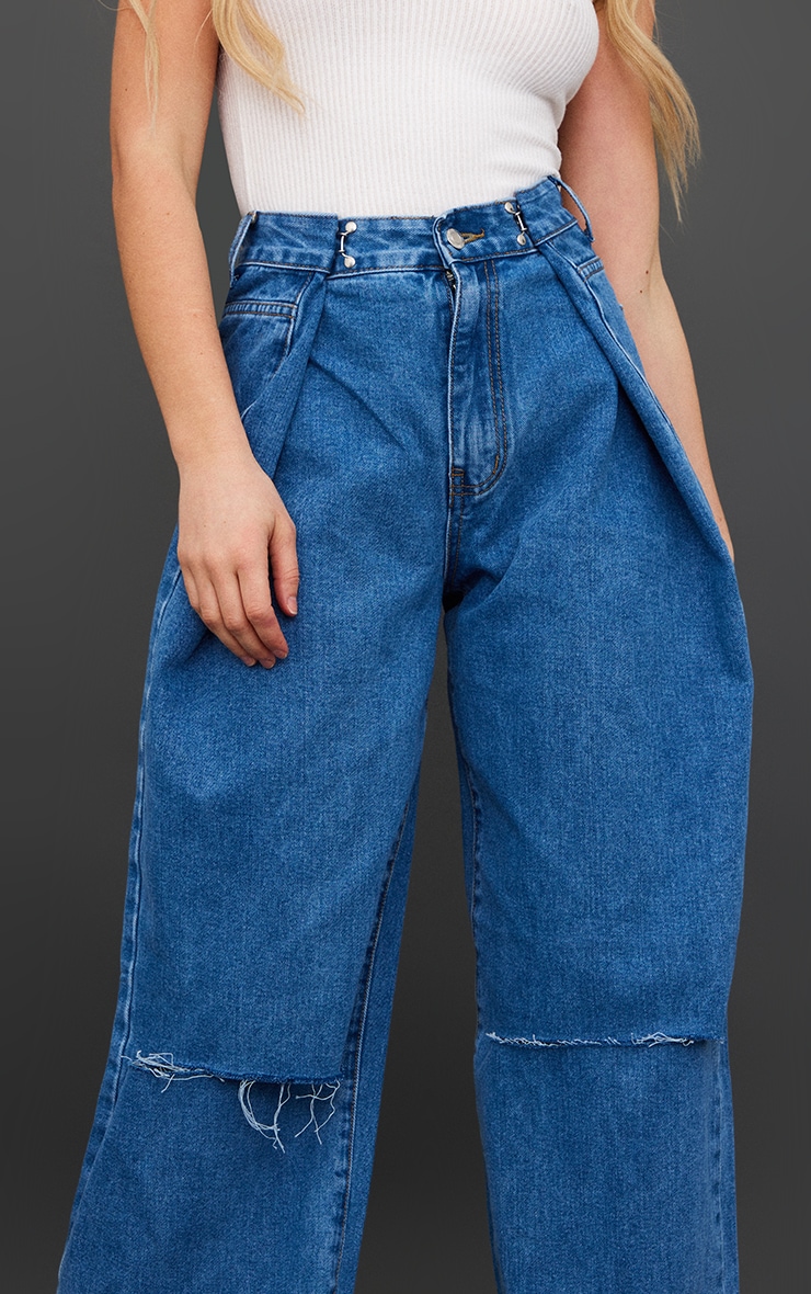 【INCHANT ME】930 Washing Semi-Wide Denim Smock detailed jeans