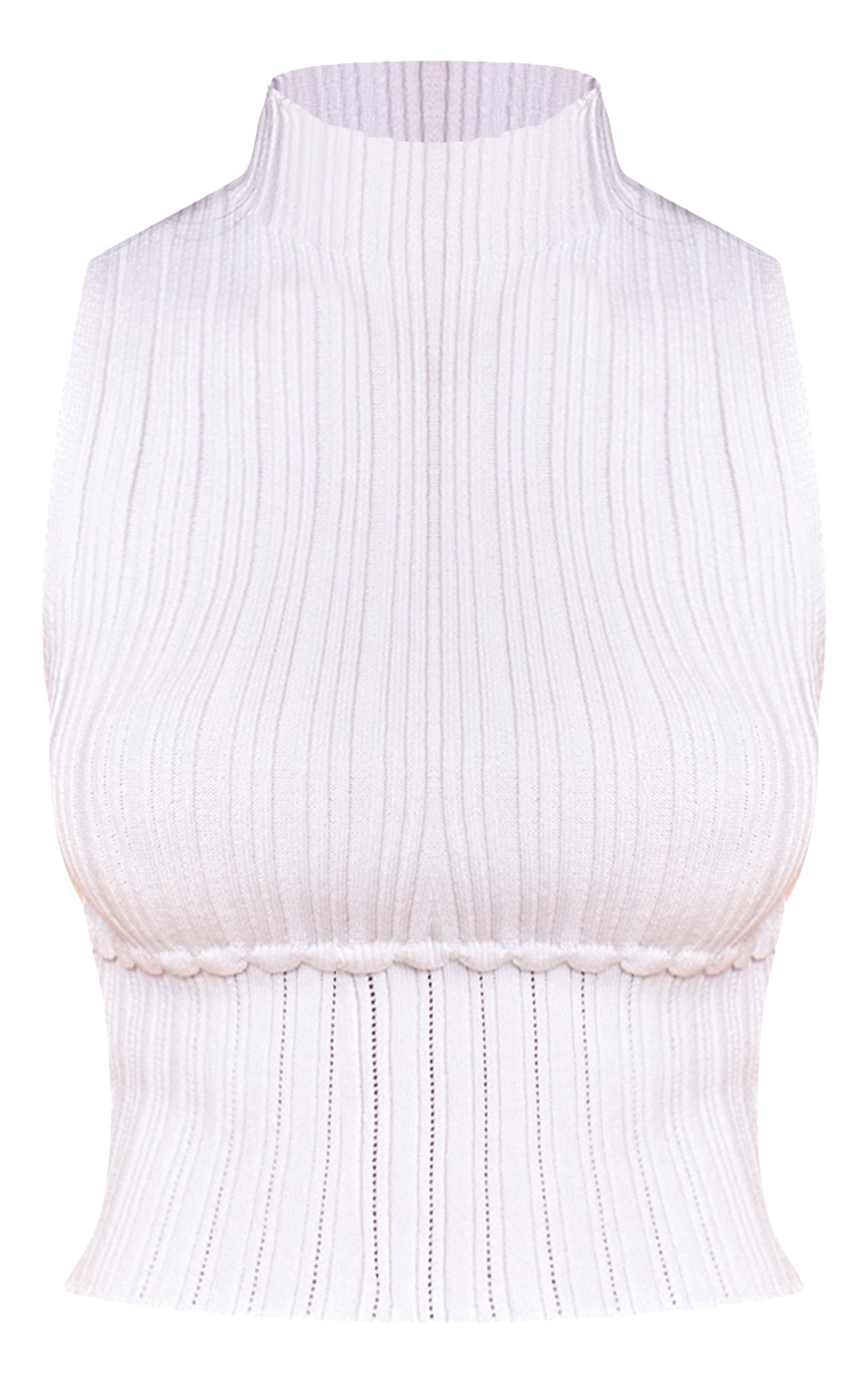 Petite White Knitted Sleeveless Long Top image 5
