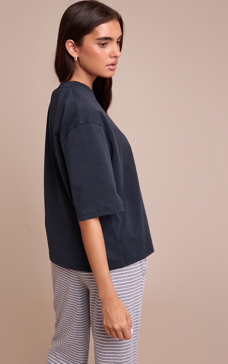 Navy Oversized Boxy T Shirt image 2