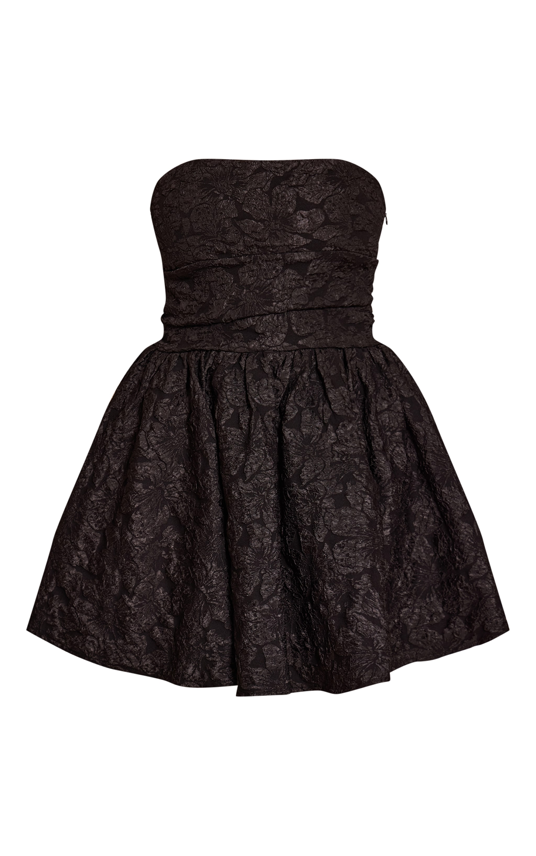 Black Jacquard Bandeau Lace Up Back Shift Dress image 5