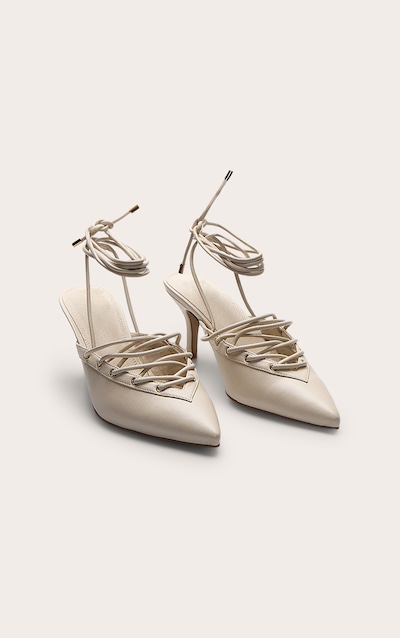 Escarpins style mules crème à lacets