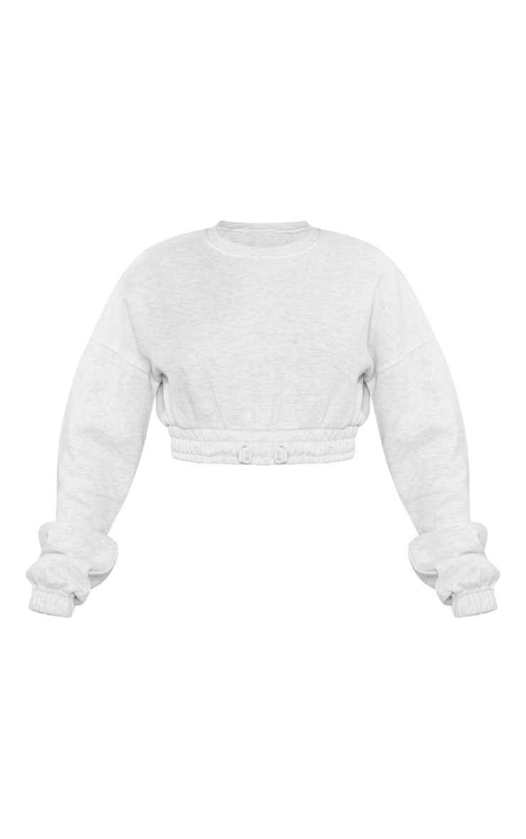 Petite Ash Grey Crop Elasticated Sweat Top image 2