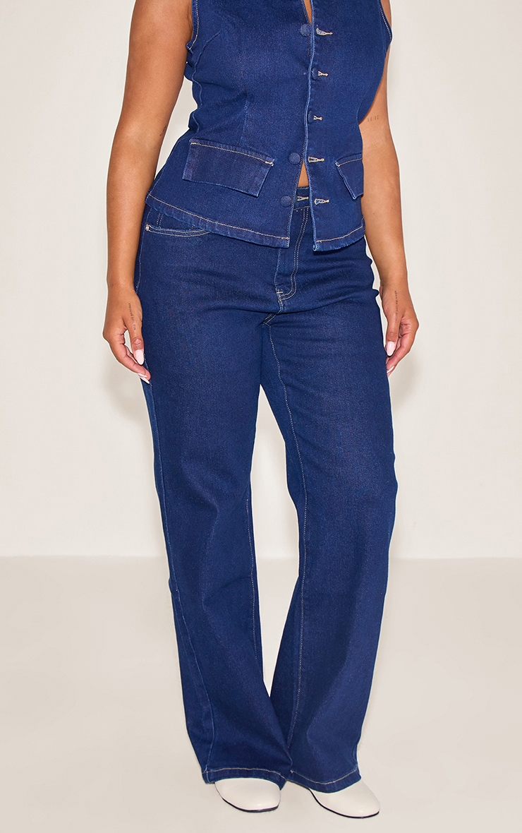 Pantalon Shape en denim stretch indigo taille haute à jambe droite image 2