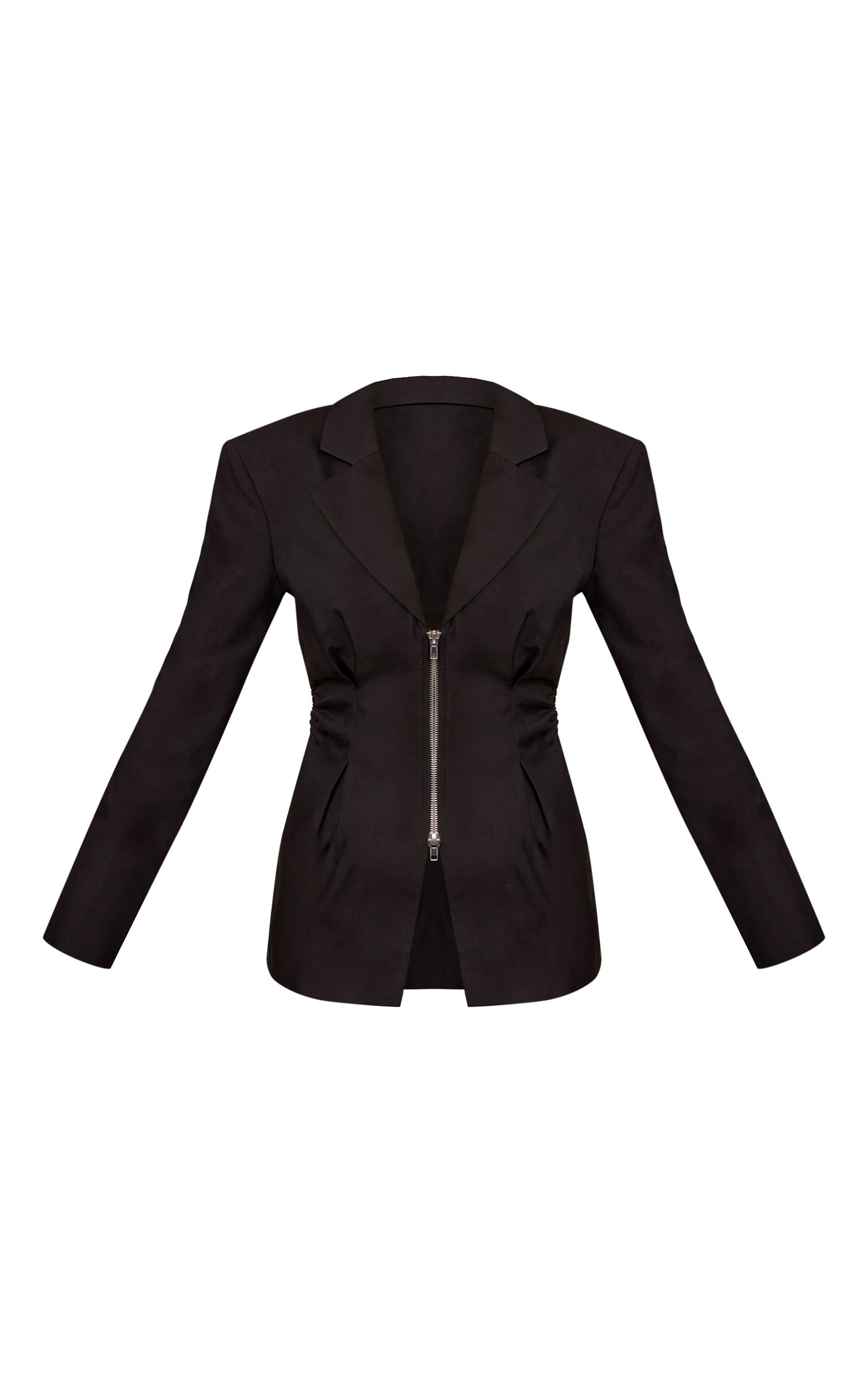 Black Double Zip Cinched Blazer image 5