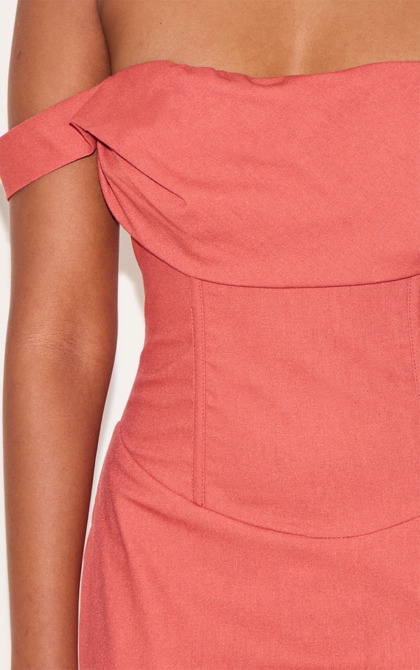 Plus Maillot De Bain Côtelé Orange Brûlé À Détail Chaînes Et Col V | Plus | PLT FR