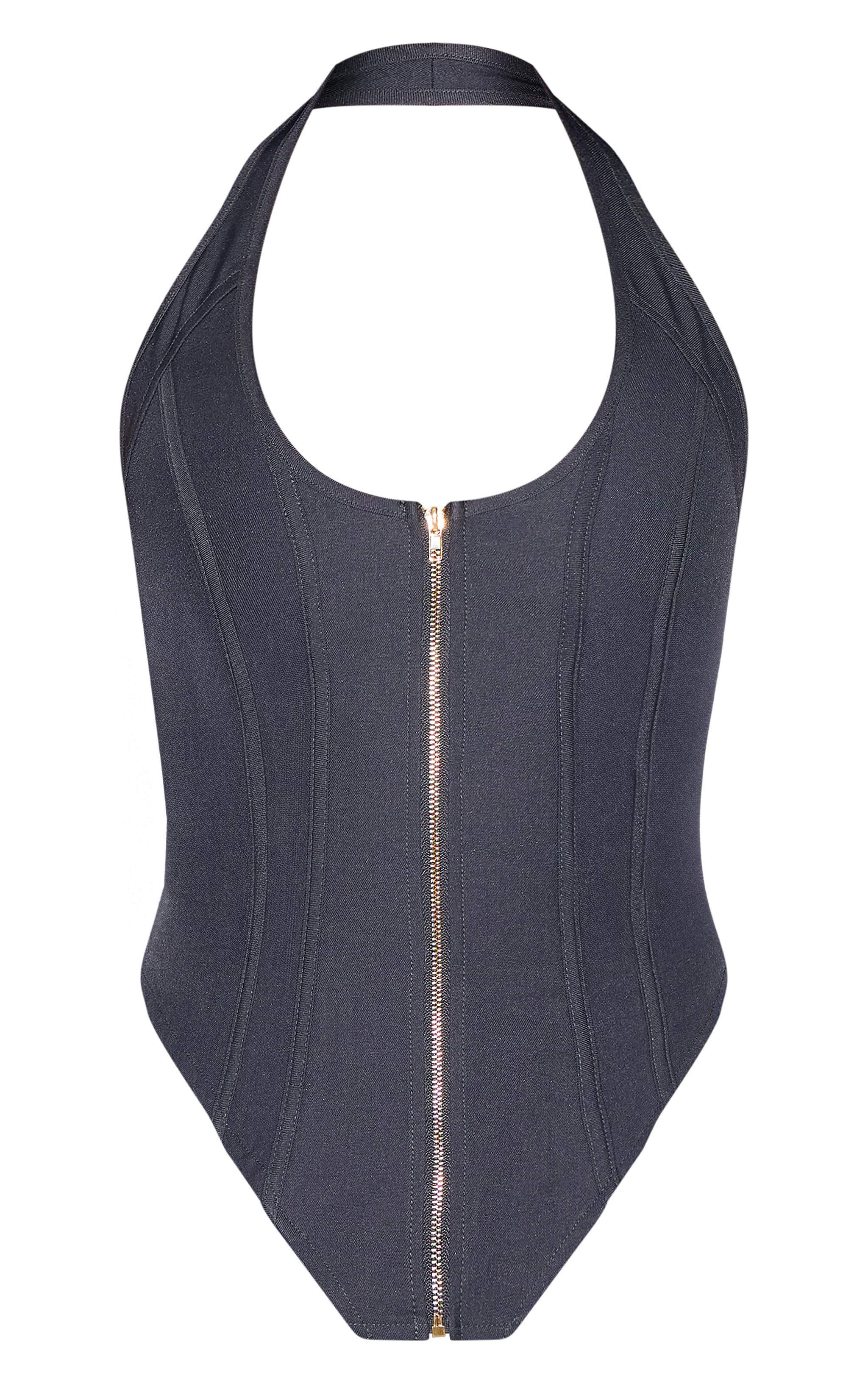 Navy Boned Dip Hem Corset image 5