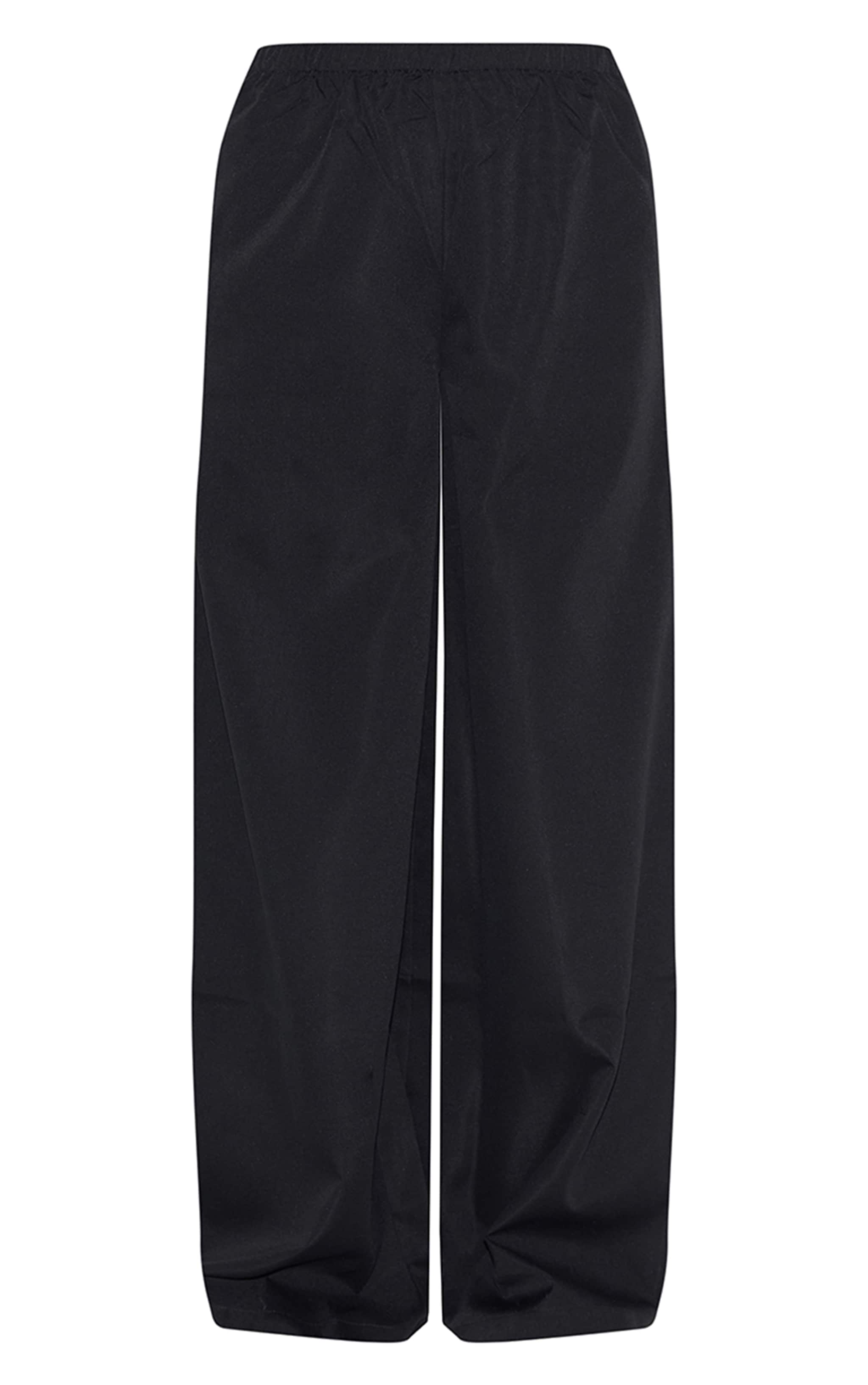 Black Woven Mid Rise Wide Leg Pants image 5