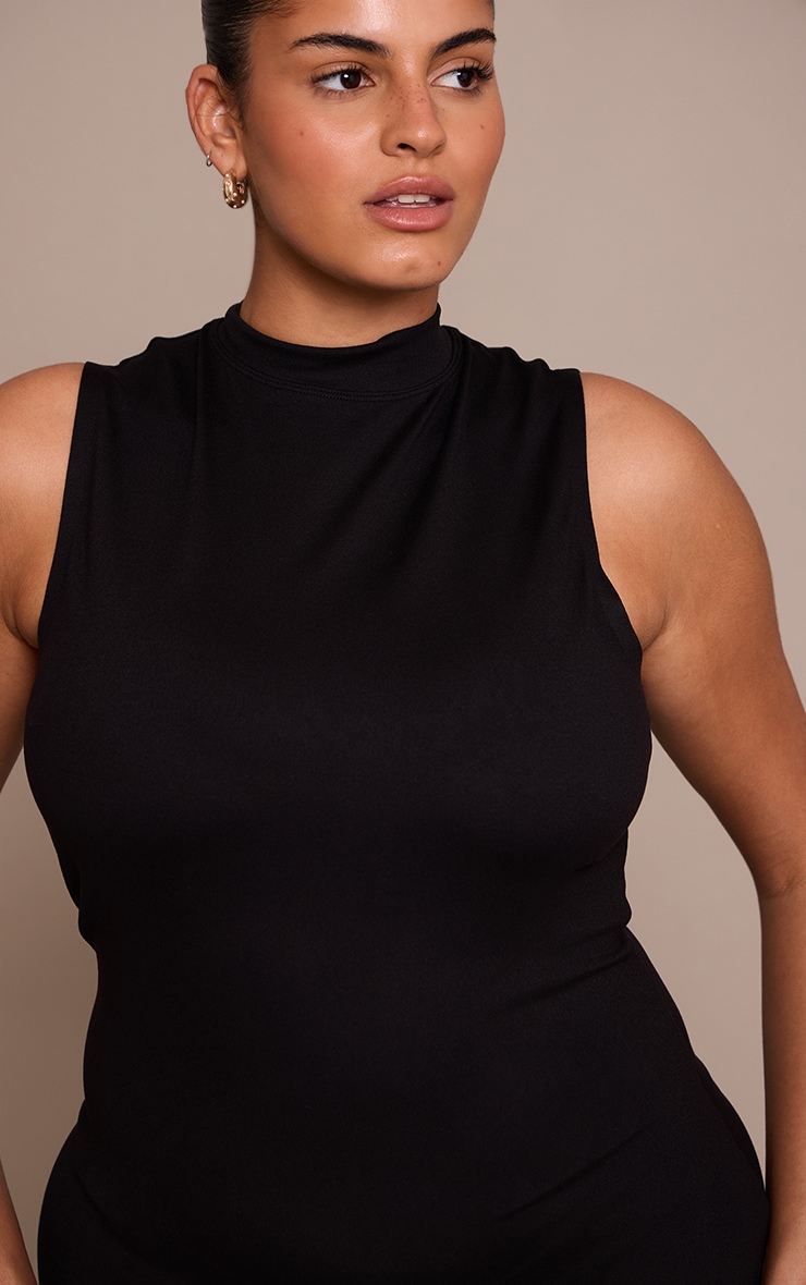 Plus Black Sculpt High Neck Maxi Dress image 4
