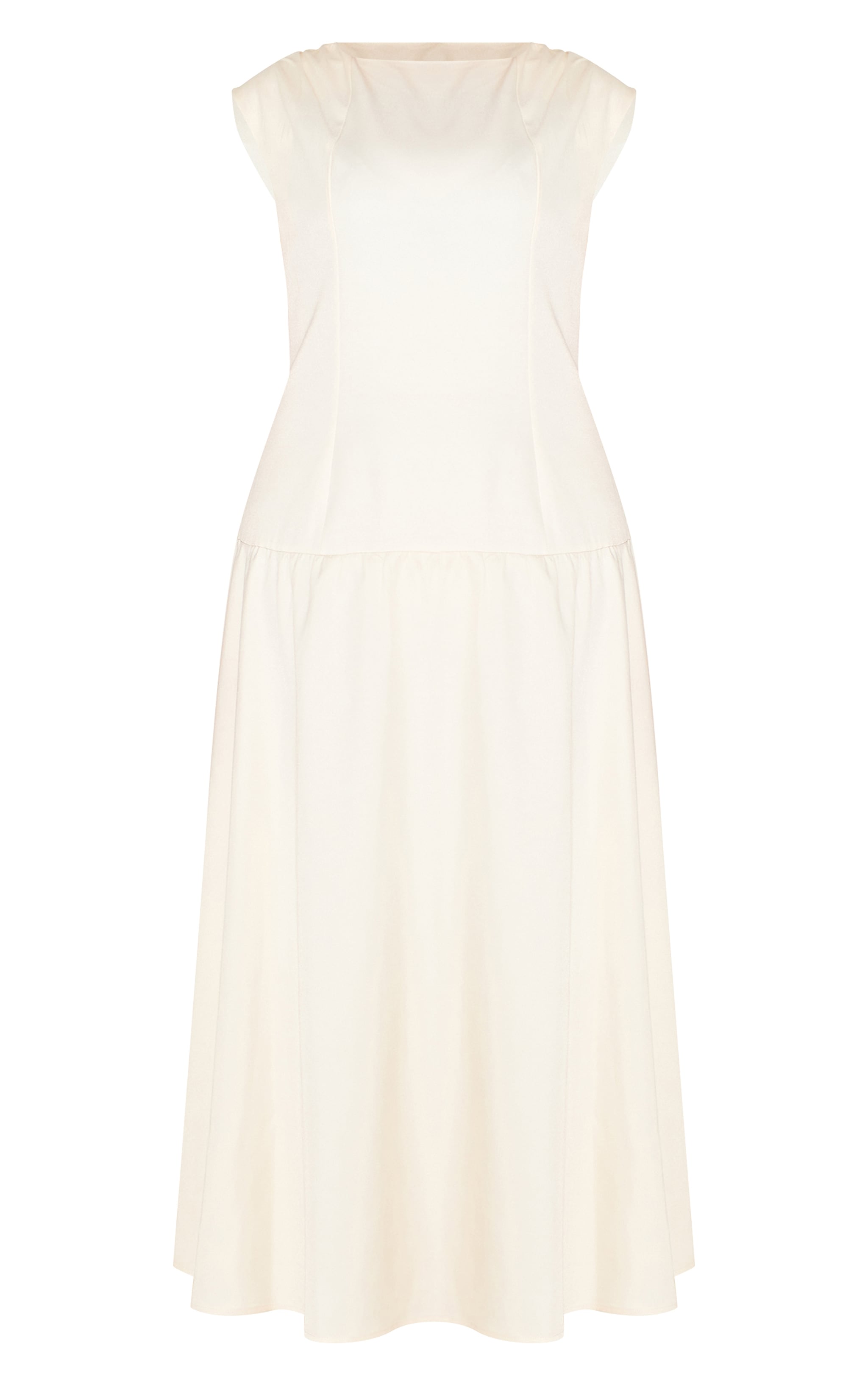 Plus Robe longue tissée crème à col bateau et taille tombante image 5