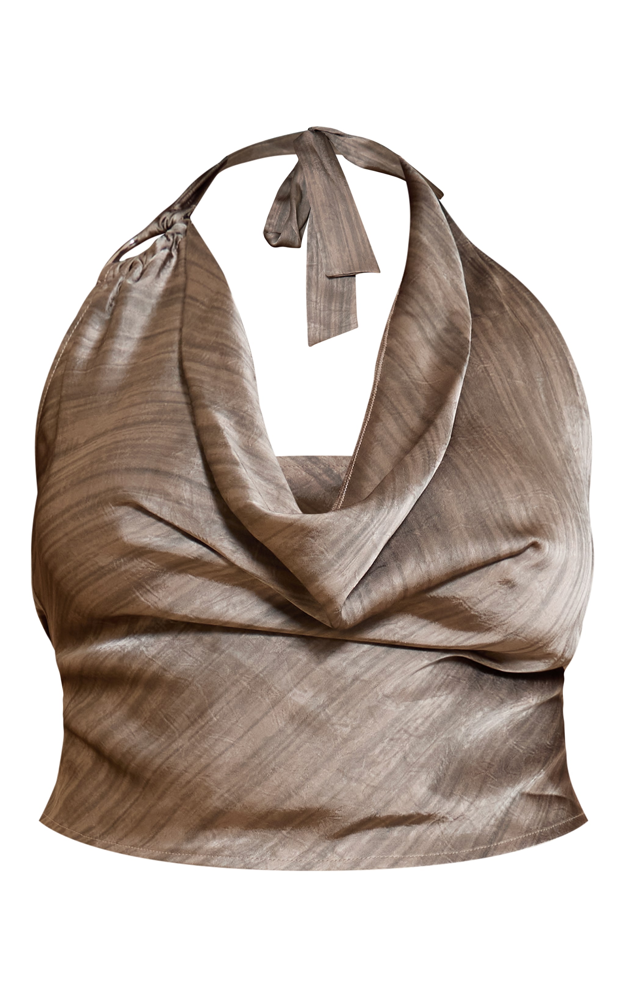 Plus Grey Textured Printed Satin Metal Halter Top image 5