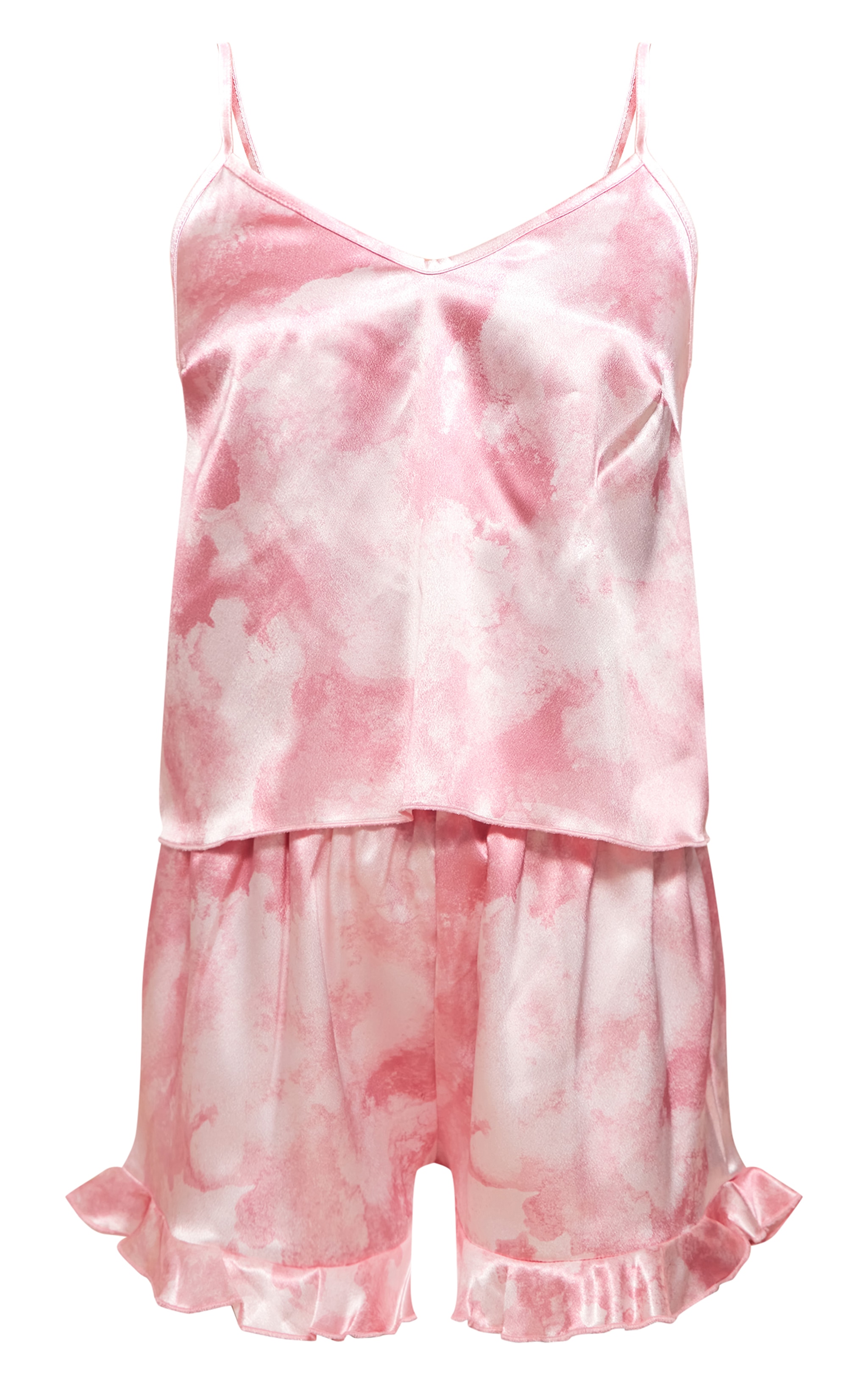 Pink Marble Print Satin Cami Short PJ Set image 5