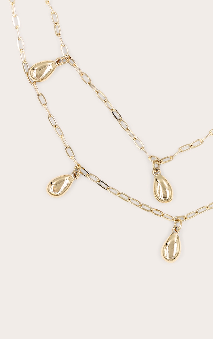 Gold Tear Drop Layered Necklace image 3