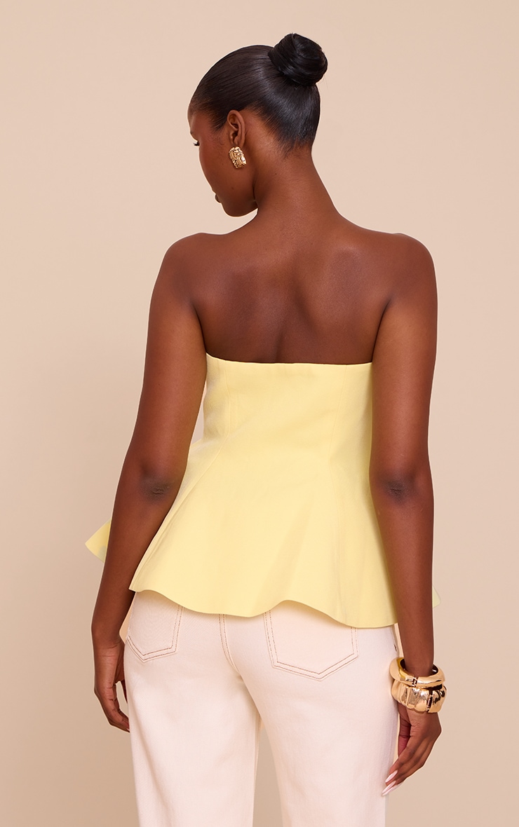 Butter Yellow Woven Structured Peplum Bandeau Top image 2