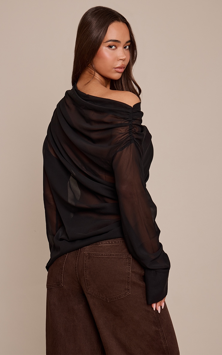 Black Drape Chiffon Top image 2