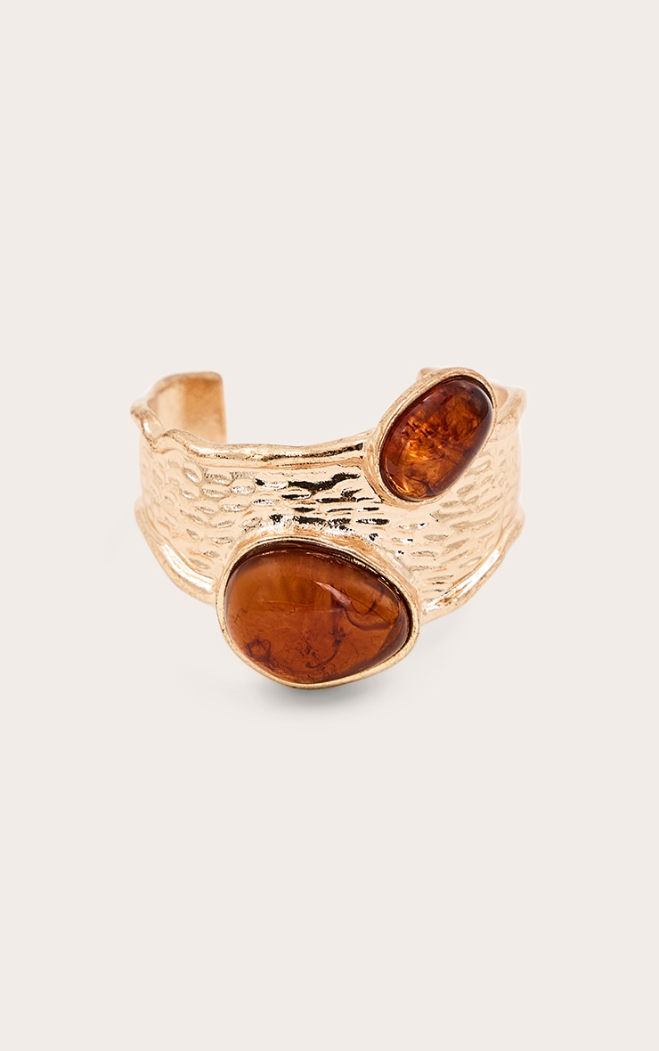 Gold Textured Smokey Amber Cuff image 2