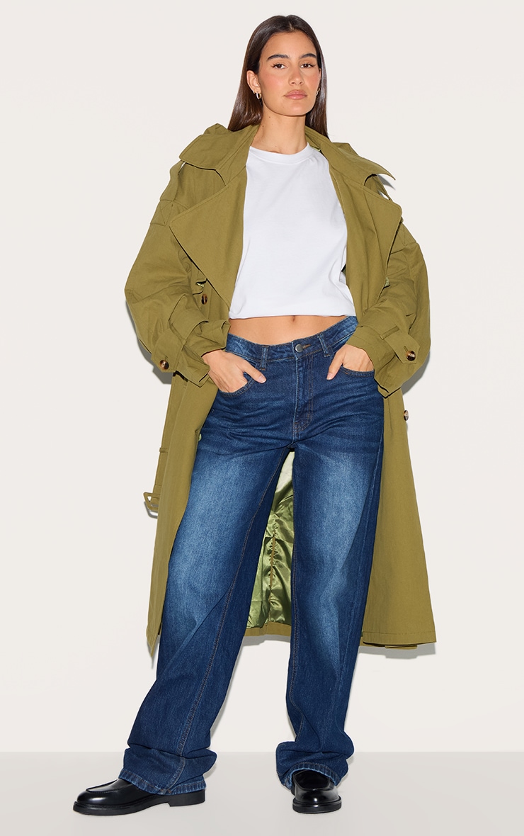 Trench oversize tissé kaki deluxe à capuche image 3