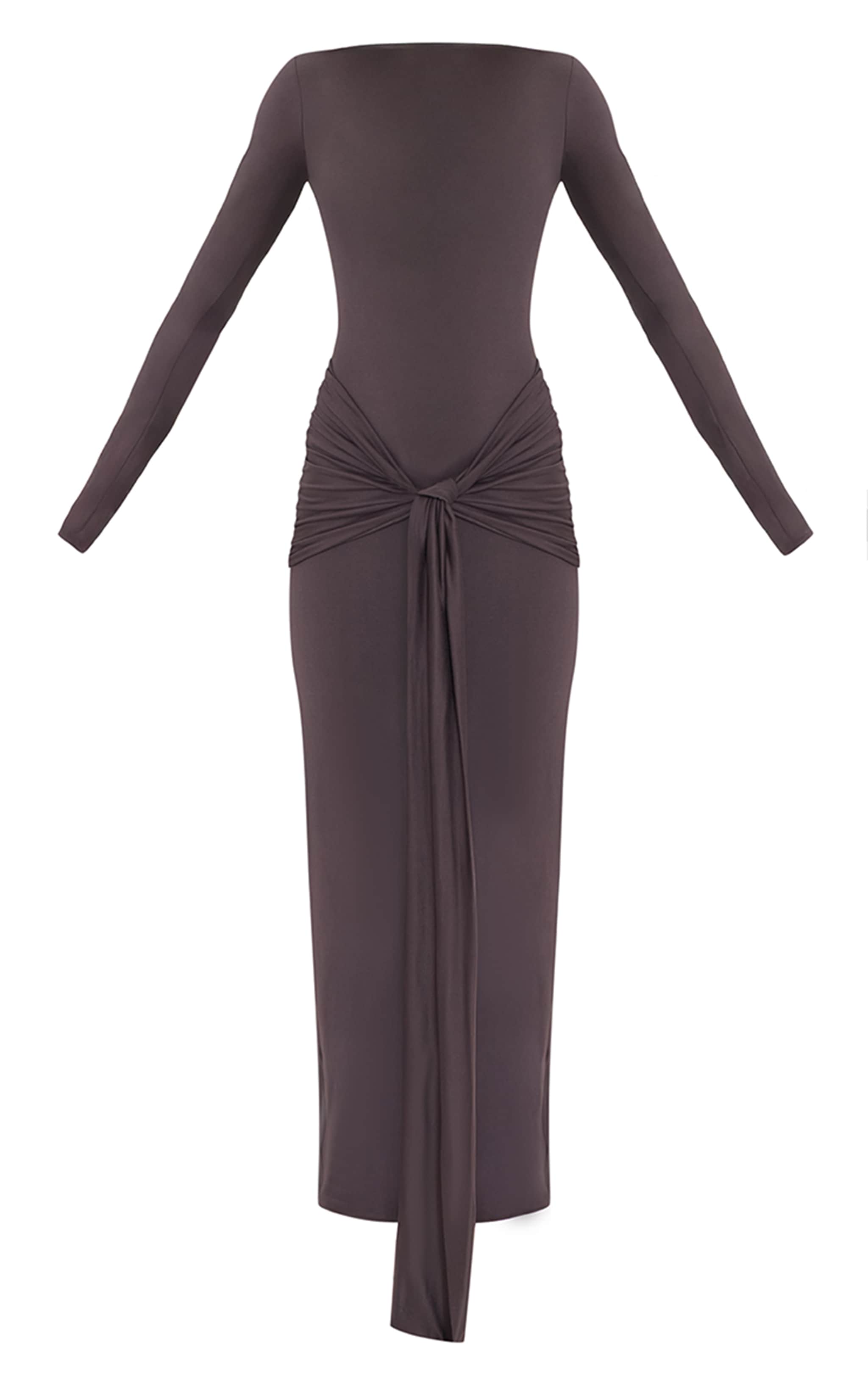 Charcoal Soft Touch Boat Neck Wrap Detail Maxi Dress image 5