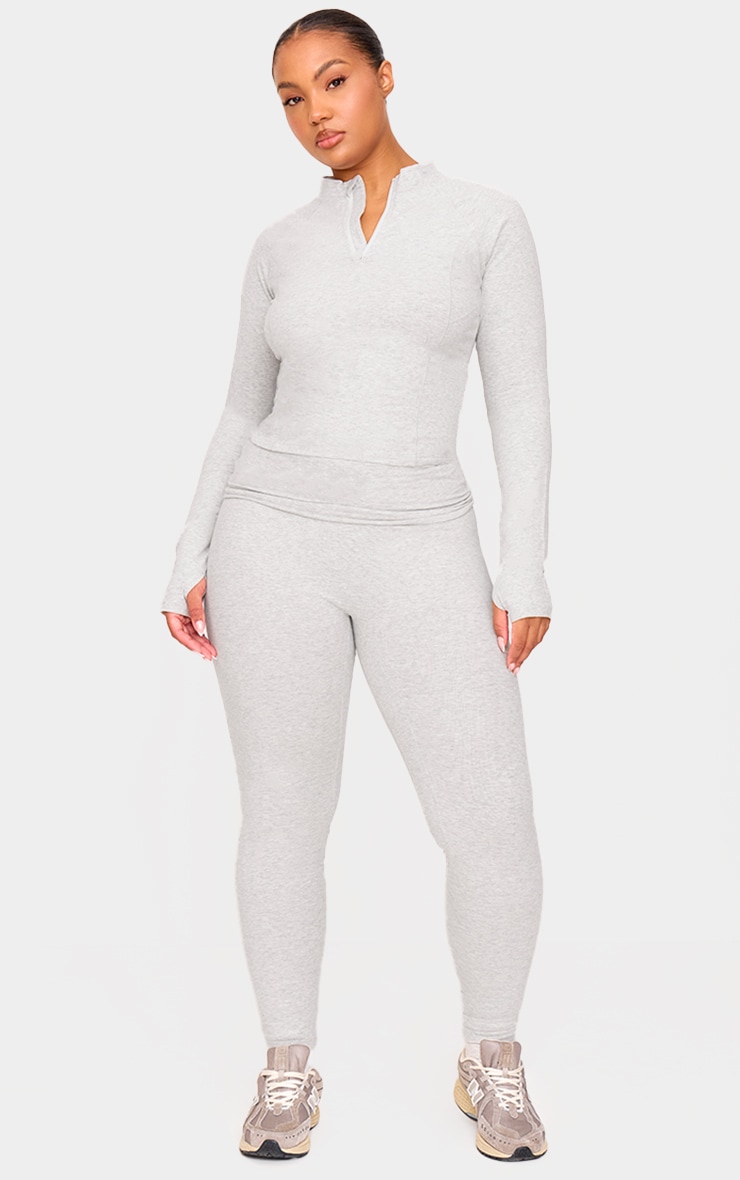 Ash Grey Sculpt Quarter Zip Gym Top image 8