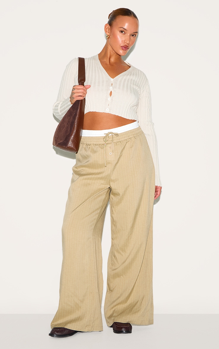 Plus Cardigan en maille tricot nude clair transparente image 3