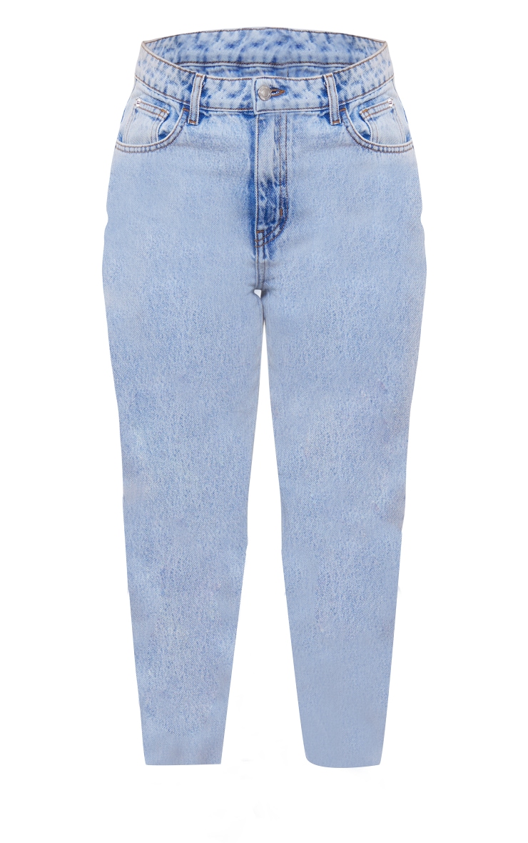 PRETTYLITTLETHING Acid Blue Wash Mom Jeans image 5