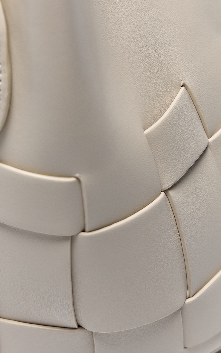 Cream PU Weave Detail Cross Body Bag image 4