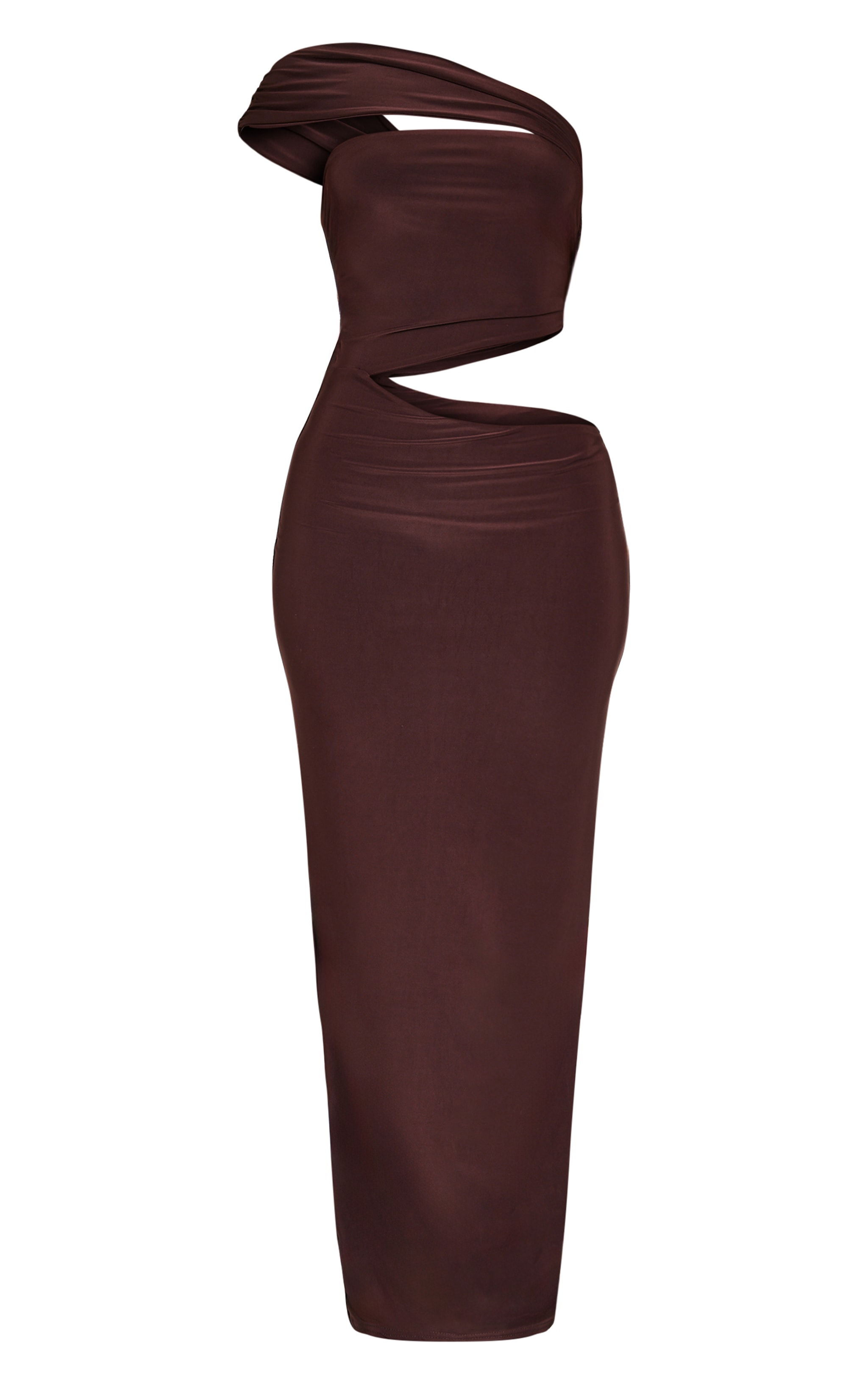 Petite Chocolate Cut Out Slinky Maxi Dress image 5