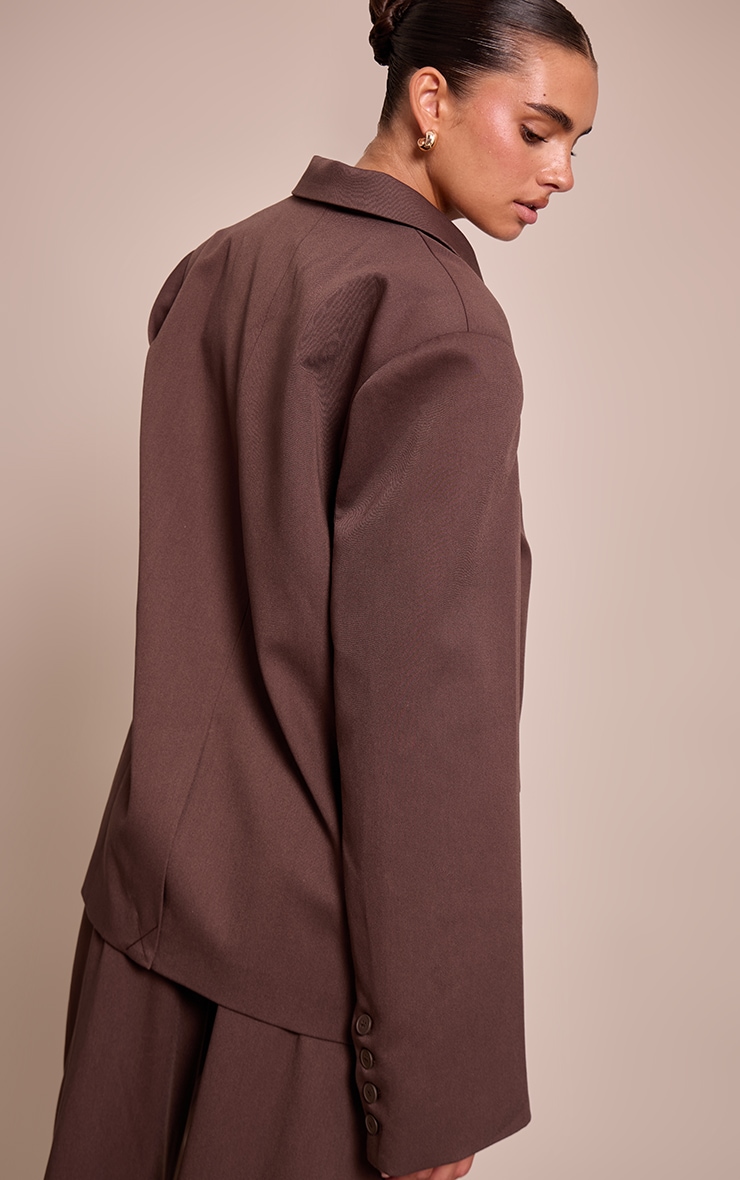 Dark Brown Tailored Woven Oversized Dad Blazer image 2