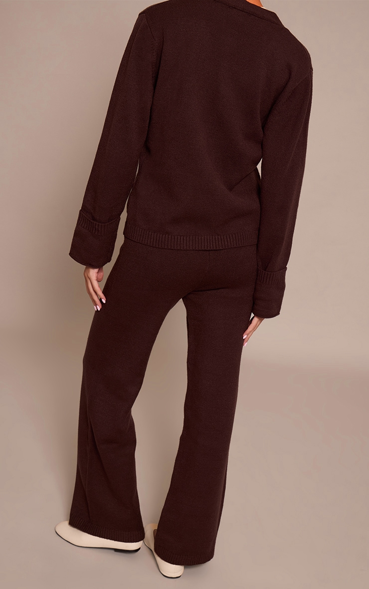 Chocolate Wide leg Knit Pants image 3
