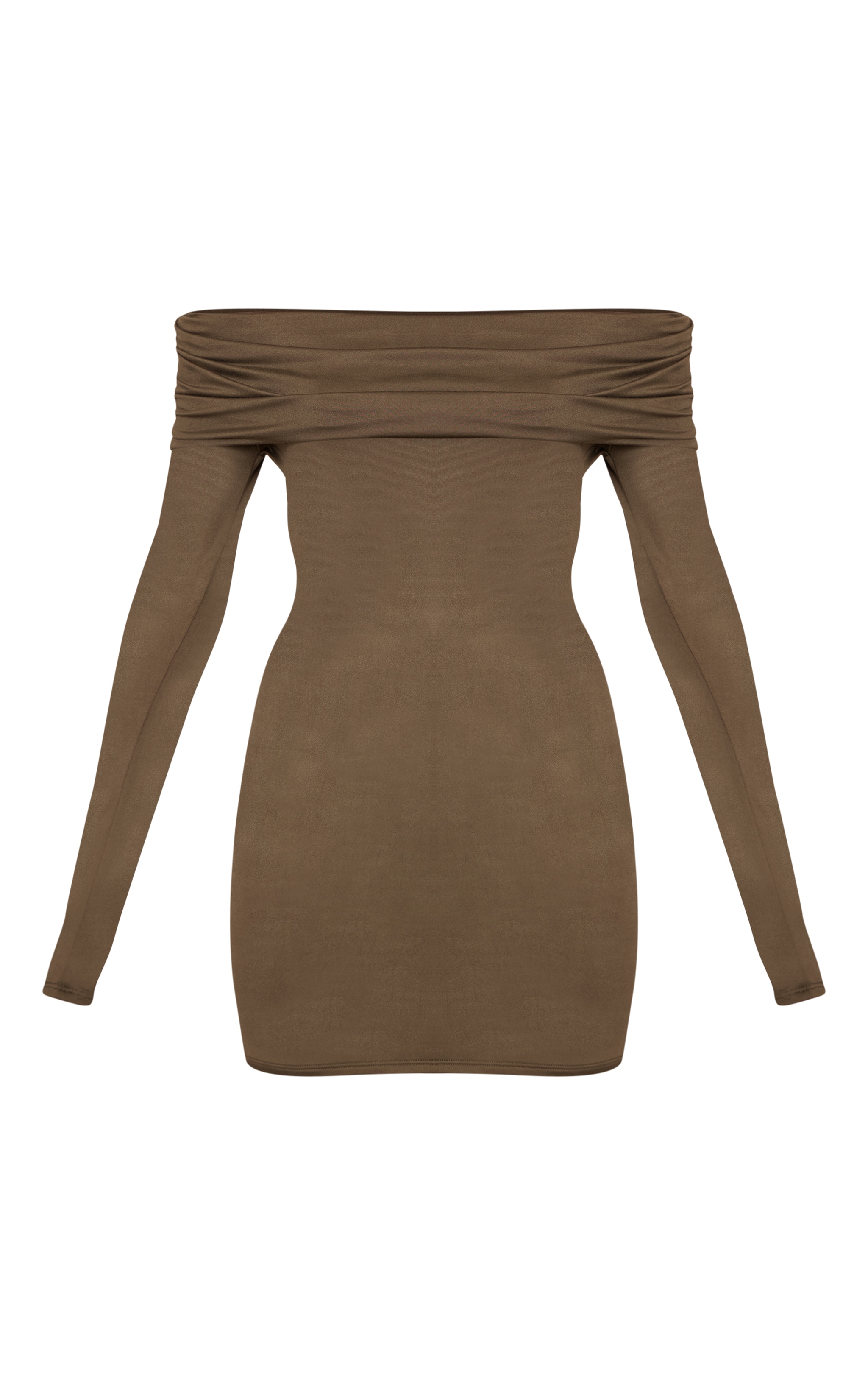 Khaki Soft Touch Jersey Bardot Bodycon Dress image 5
