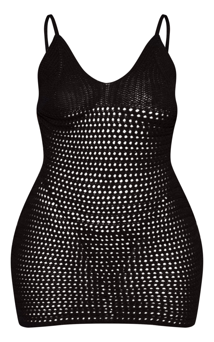 Shape Black Crochet Knit Strappy Mini Dress image 5