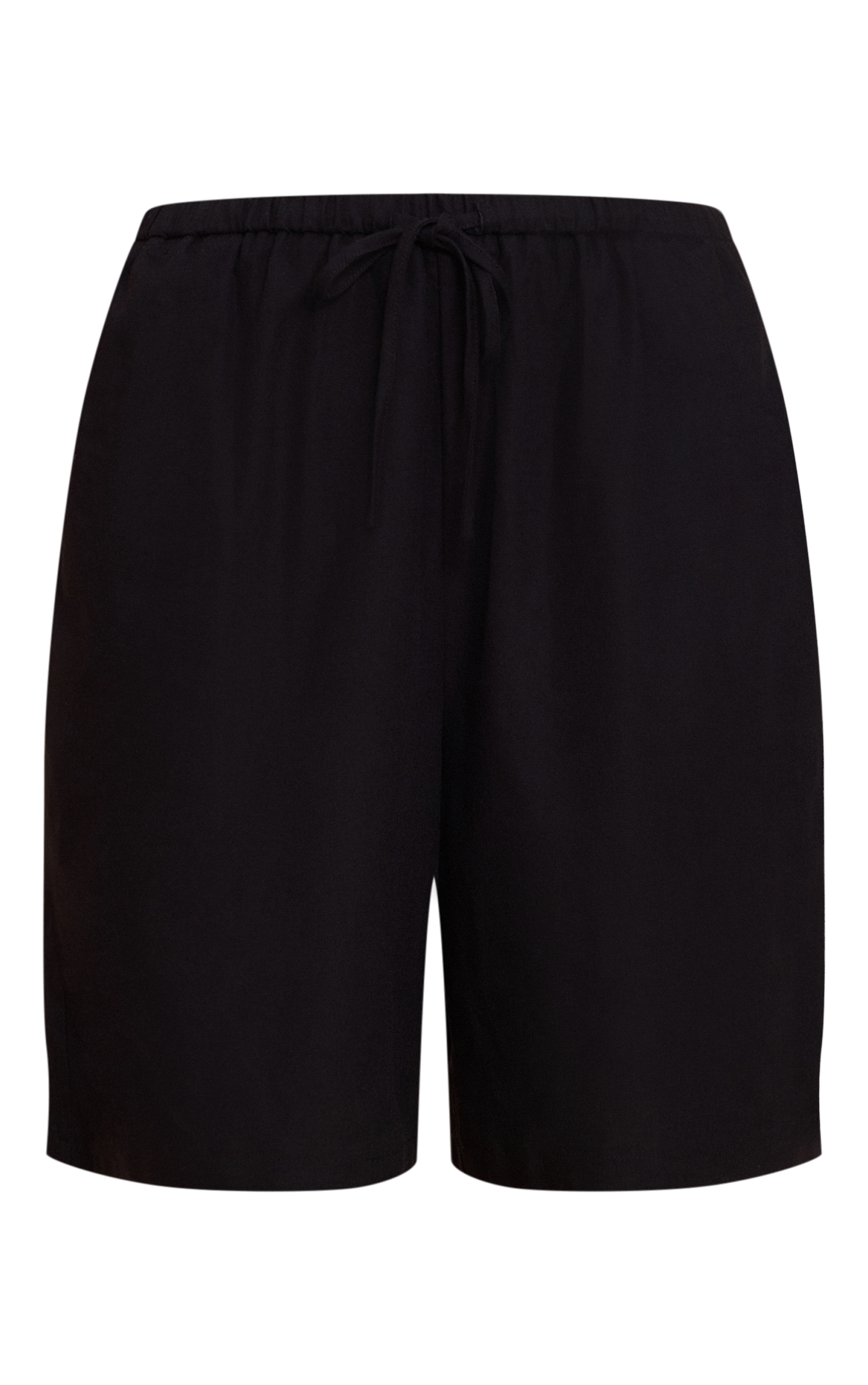 Black Linen Blend Longline Shorts image 6