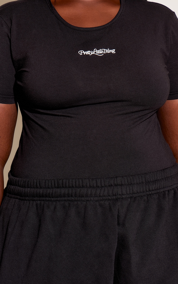 Plus Black Prettylittlething Short Sleeve Bodysuit image 4