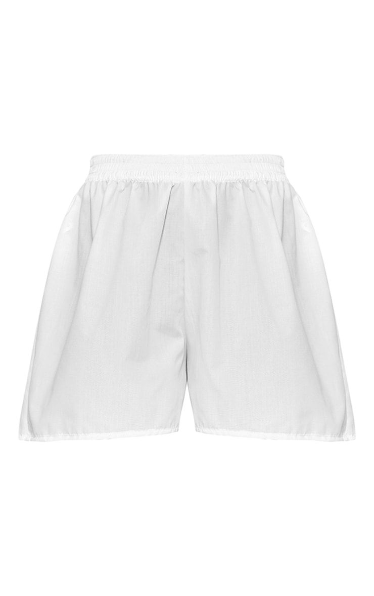 White Cotton Poplin Oversized Shorts PrettyLittleThing