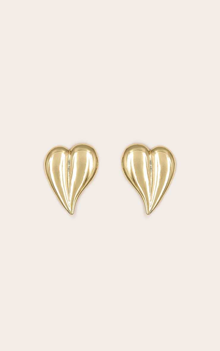 Gold Plated Smooth Heart Earrings image 2