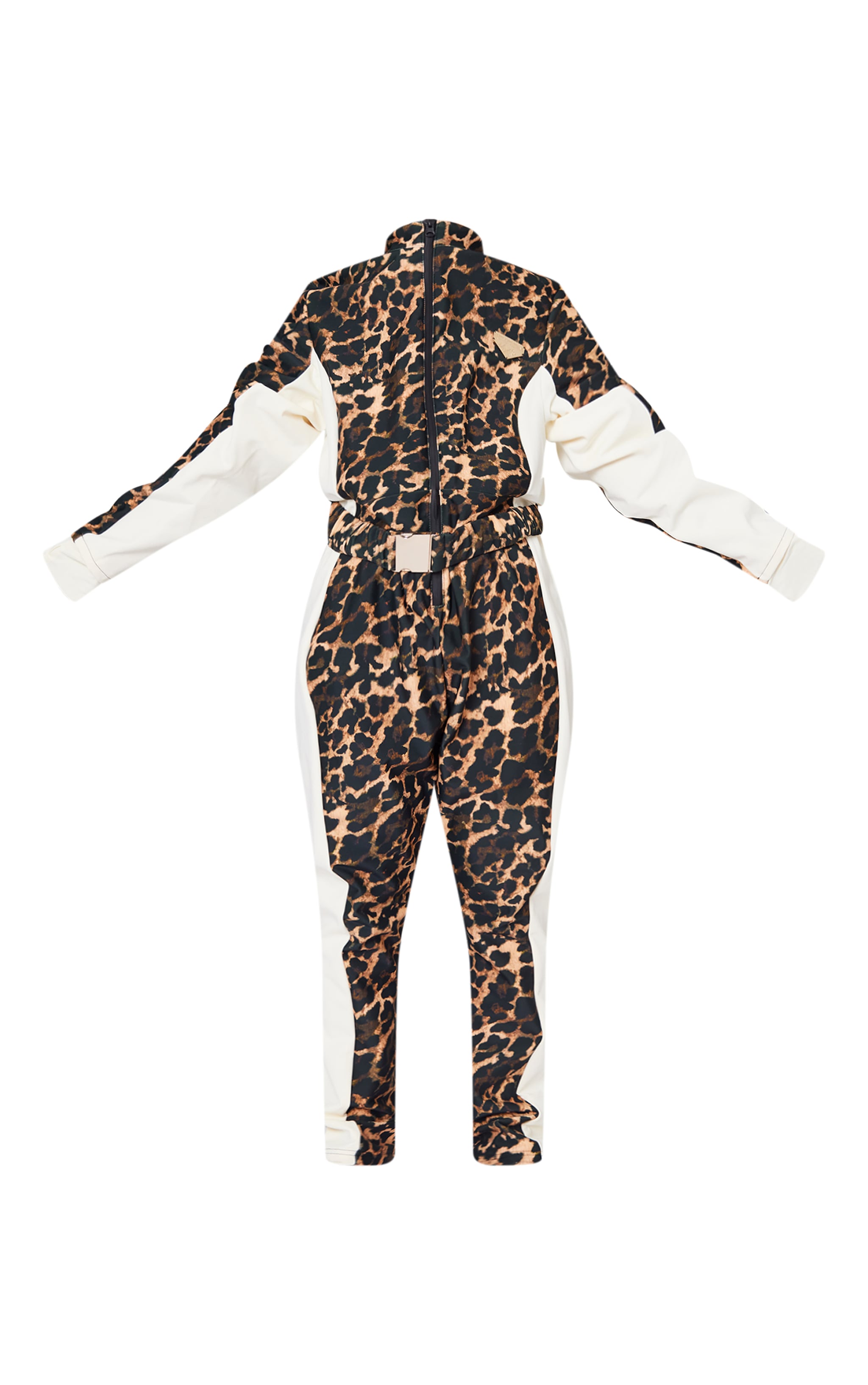 PRETTYLITTLETHING SKI Leopard Print Belted Fitted Scuba Suit image 5