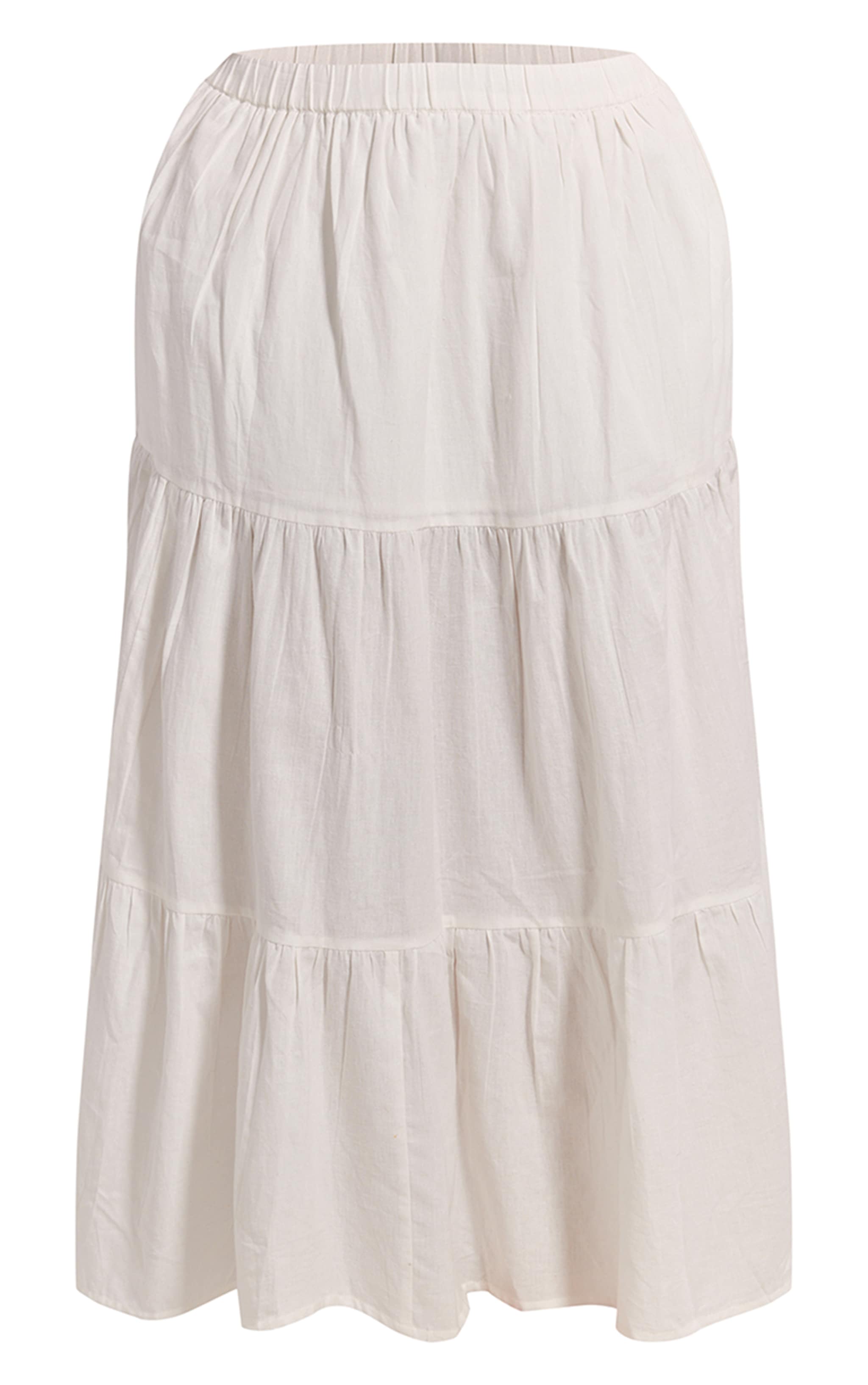 Plus White Linen Look Tiered Maxi Skirt image 5